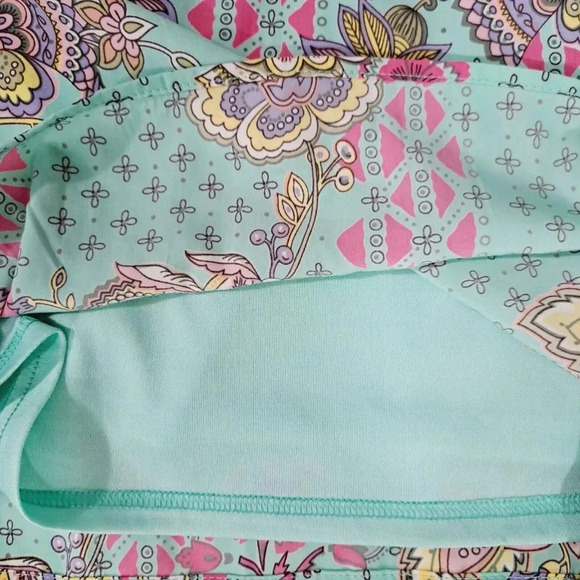 Hello Miss Womens Dress One Shoulder Bell Sleeve Mini Green Paisley Sz Small - Picture 10 of 14